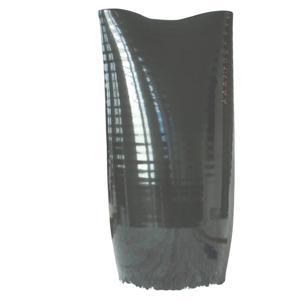 Vintage Black Ceramic Vase Signed Artist 1980‎